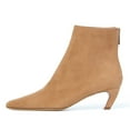 thumbnail image 2 of FSJ Women Comfortable Kitten Low Heel Ankle Boots Pointed Closed Toe Back Zipper Booties Dress Party Casual Shoes Size 12 Camel, 2 of 3