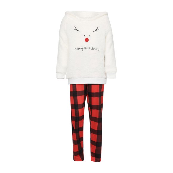 Nituyy Christmas Family Pajamas Set Deer Embroidery Tops+Trousers/Romper