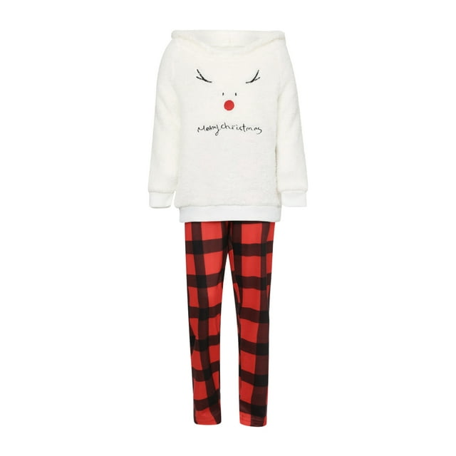 Nituyy Christmas Family Pajamas Set Deer Embroidery Tops+Trousers/Romper