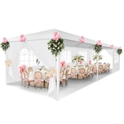 COBIZI 10x30 Party Canopy Tent with 8 Removable Sidewalls, Waterproof Outdoor Shelter for Weddings and Events, White