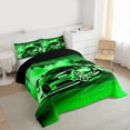 thumbnail image 3 of Manfei Speed Racing Car Full Size Comforter Sets 3-Piece for Teen Boys Men, Green Sports Car Bedding Comforter Set, Race Car Game Bedding Sets, Luxury Bedroom Decor, 3 of 8