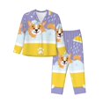 thumbnail image 1 of Balery Corgi Washing in Bathtub Conjunto de Pijama con Estampado para Mujer, Conjunto de Dos Piezas con Manga Larga, Ropa de Dormir Suave con Bolsillos, Pijamas Cómodos-Large, 1 of 7