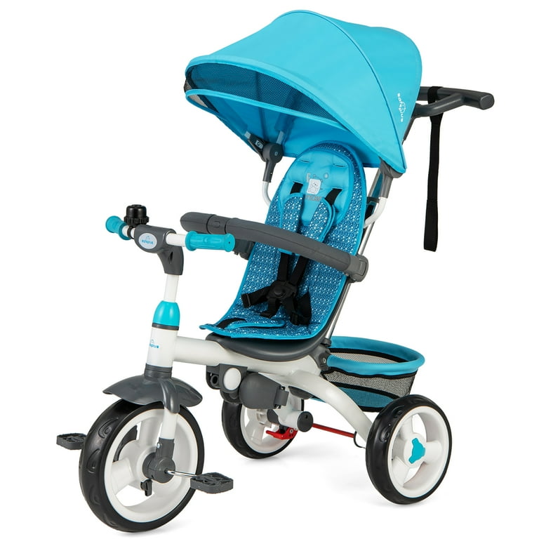 Gymax, Baby Tricycle Stroller, 6-in-1 Kids Push Trike, Blue