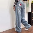 thumbnail image 4 of Pantalones vaqueros Harajuku Sanrios Y2K Hello Kitty Tendencia Anime Kawaii Kt Pantalones anchos sueltos para mujer Pantalones de calle Estudiante Casual Moda, 4 of 5