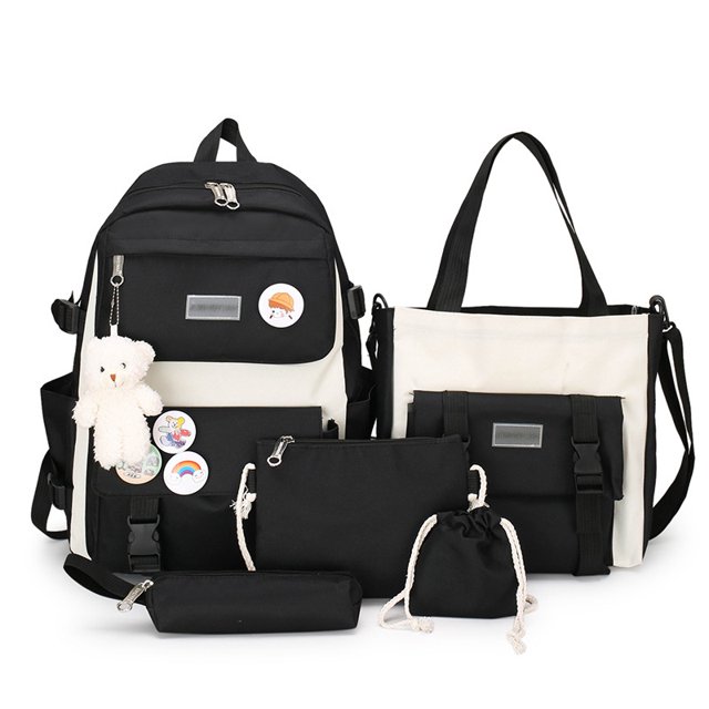 Crazy Bag Five-piece color matching schoolbag 2022 new girls' backpacks trendy high school student girls' backpacks Japanese style