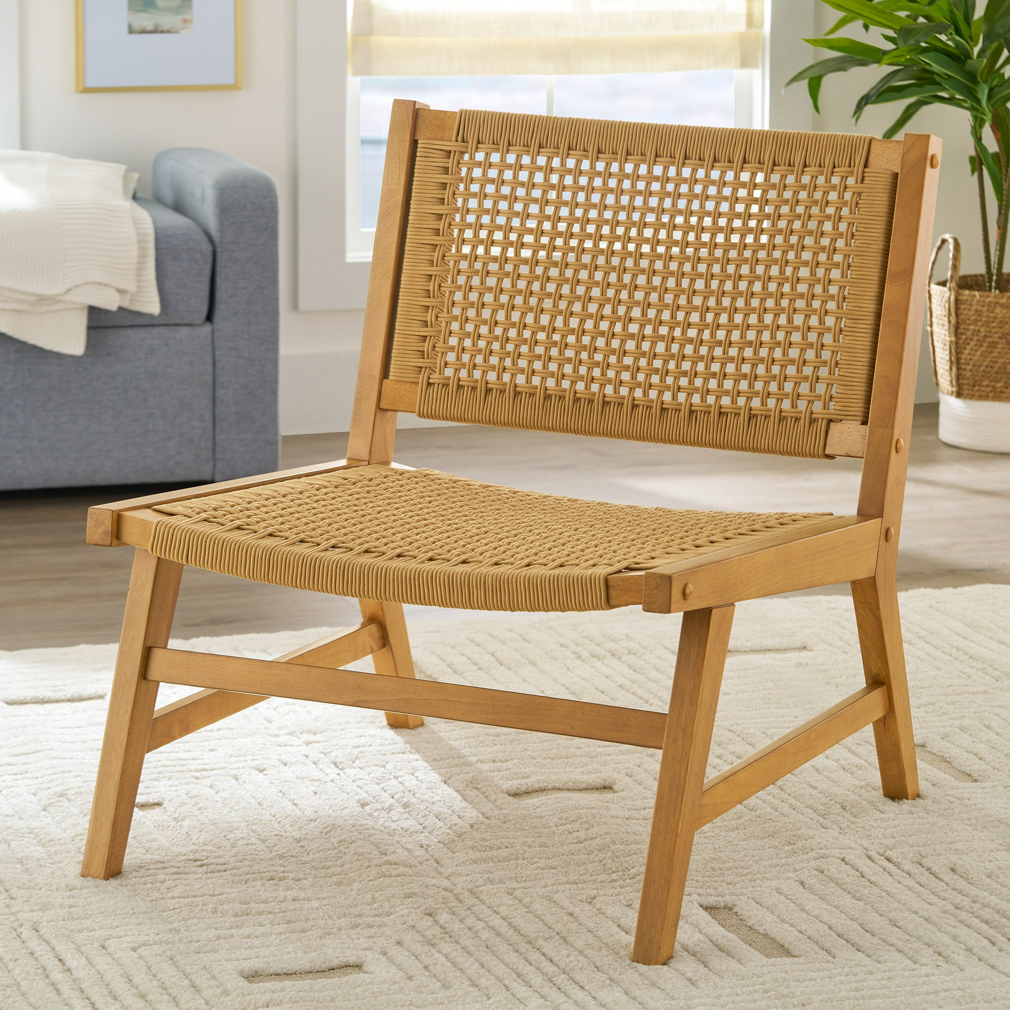 Better Homes & Gardens Vista Woven Accent Chair, Light Honey