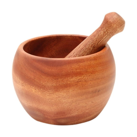 Almencla Wooden Mortar and Pestle Set Spice Grinding Set for Household Pepper Pesto Sauce L
