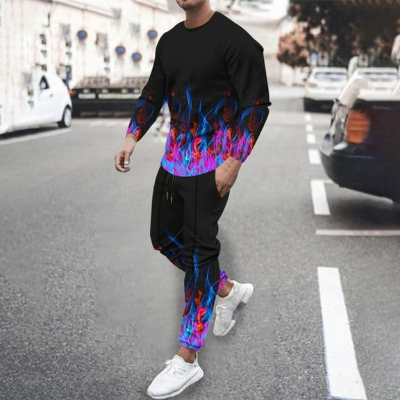 Xysaqa Men's Tracksuit 2 Piece Casual Long Sleeve Pullover Jogging Pants Outfits Athletic Suit Sweatsuit for Men Big & Tall S-4XL