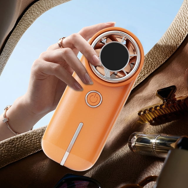 Mini ventilador portátil USB recargable con pantalla digital, 100 velocidades de viento, funcionamiento silencioso, diseño compacto y portátil para viajes, oficina y uso al aire libre.