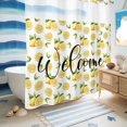 thumbnail image 4 of No Hook Shower Curtain with Built-in Rings - Country Summer Washable Waterproof Fabric Bathroom Curtains for Hotel,Rentals, 72 X 78 Inch Long , Welcome Lemon Print Yellow, 4 of 8