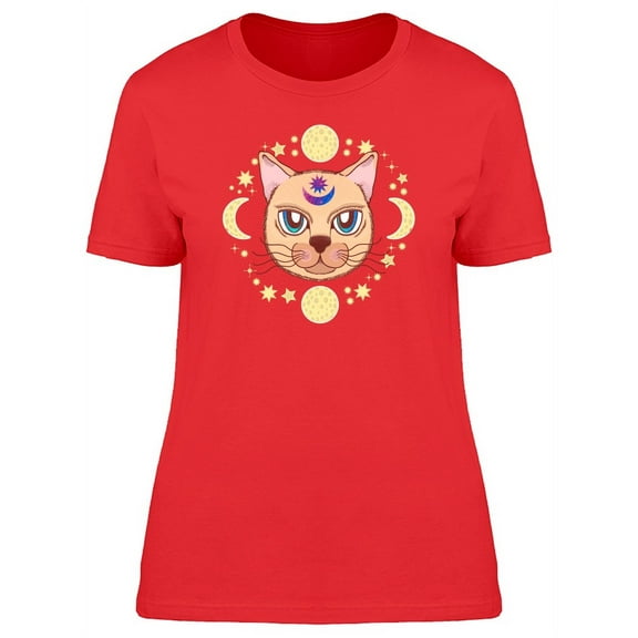 Boho Kitten And Stars Around T-Shirt Women -Image by Shutterstock, Female XX-Large