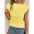 thumbnail image 3 of Blusa Amarilla Texturizada con Mangas Cap para Mujer PRETTYGARDEN Talla M, 3 of 8