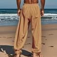 thumbnail image 4 of Stamzod Men's Pants Solid Color Summer Imitation Cotton and Linen Pants Casual Plus Size Vacation Beach Trousers with Pocket Brown XXXL, 4 of 6