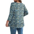 thumbnail image 6 of Ronuti 3/4 Length Sleeve Womens Tops 2025 Blouses for Women Dressy Casual Fashion Clothing V Neck Babydoll Tops Fall Outfits, 6 of 8