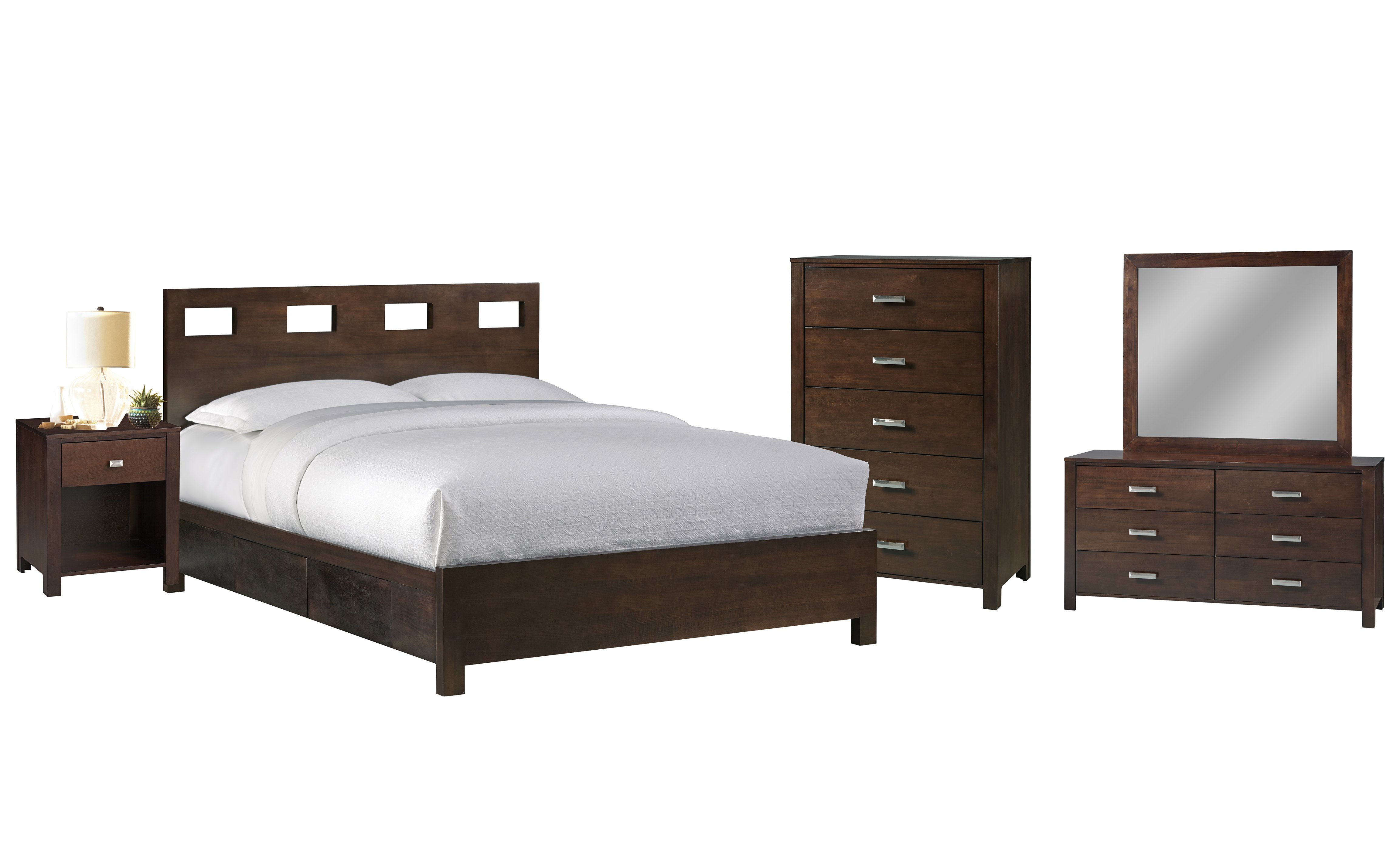 Ranshaw 5PC Full Storage Bed, Nightstand, Dresser, Mirror & Chest Set