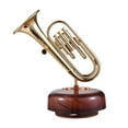 thumbnail image 1 of Boîte à Musique Trumpet Classique à Remonter Musicbox Twirling Base Rotative Instrument à Vent en Laiton, 1 of 8