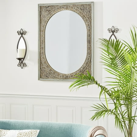 Decmode Rustic 48 X 36 Inch Rectangular Framed Wall Mirror Rustic 48 X 36 Inch Rectangular Framed