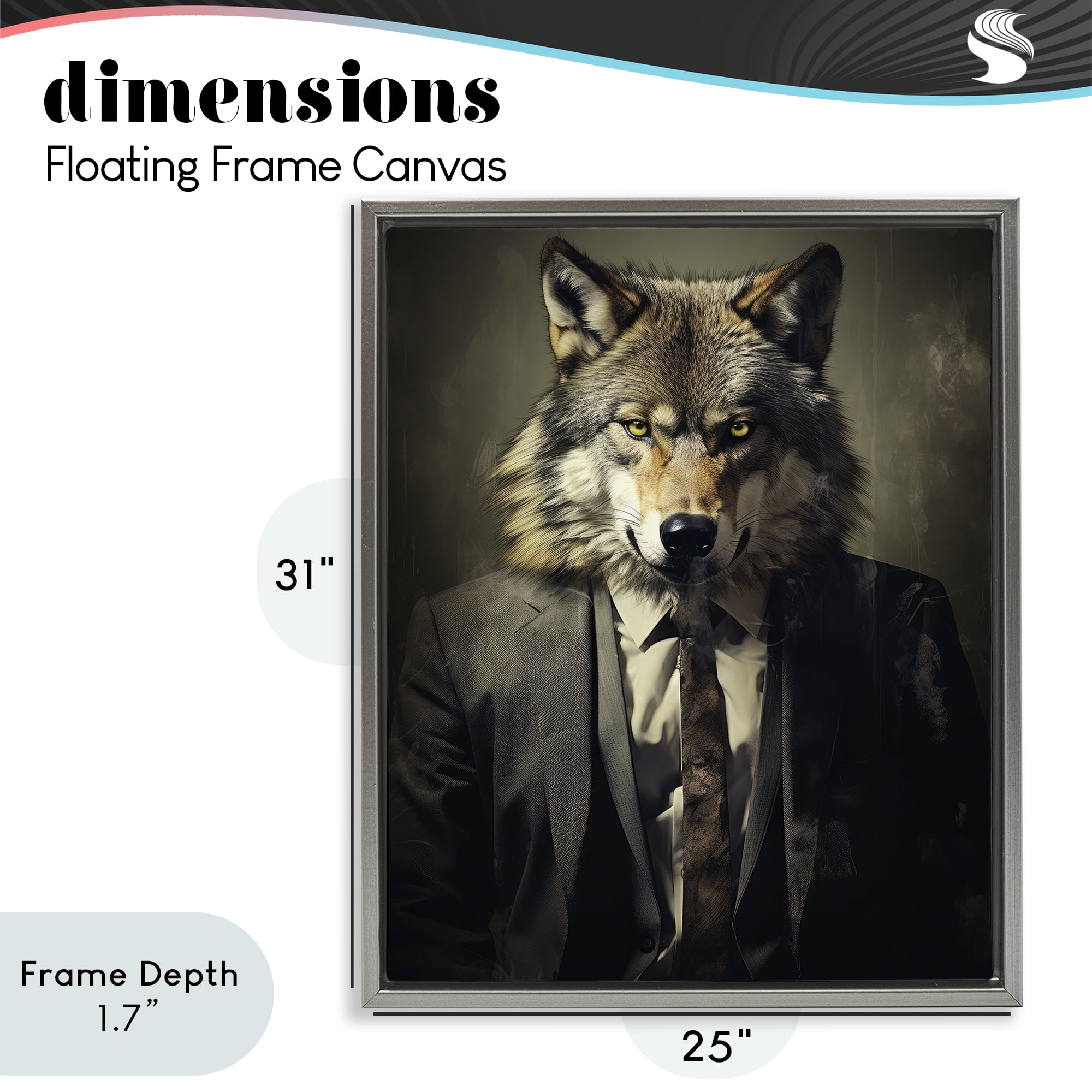Stupell Industries Fancy Wolf in Suit Gray Framed Floater Canvas Wall Art, design by Ray Powers