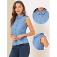 thumbnail image 2 of DARING DIVA Women's Casual Sleeveless Peter Pan Collar Chambray Shirt S Blue, 2 of 6
