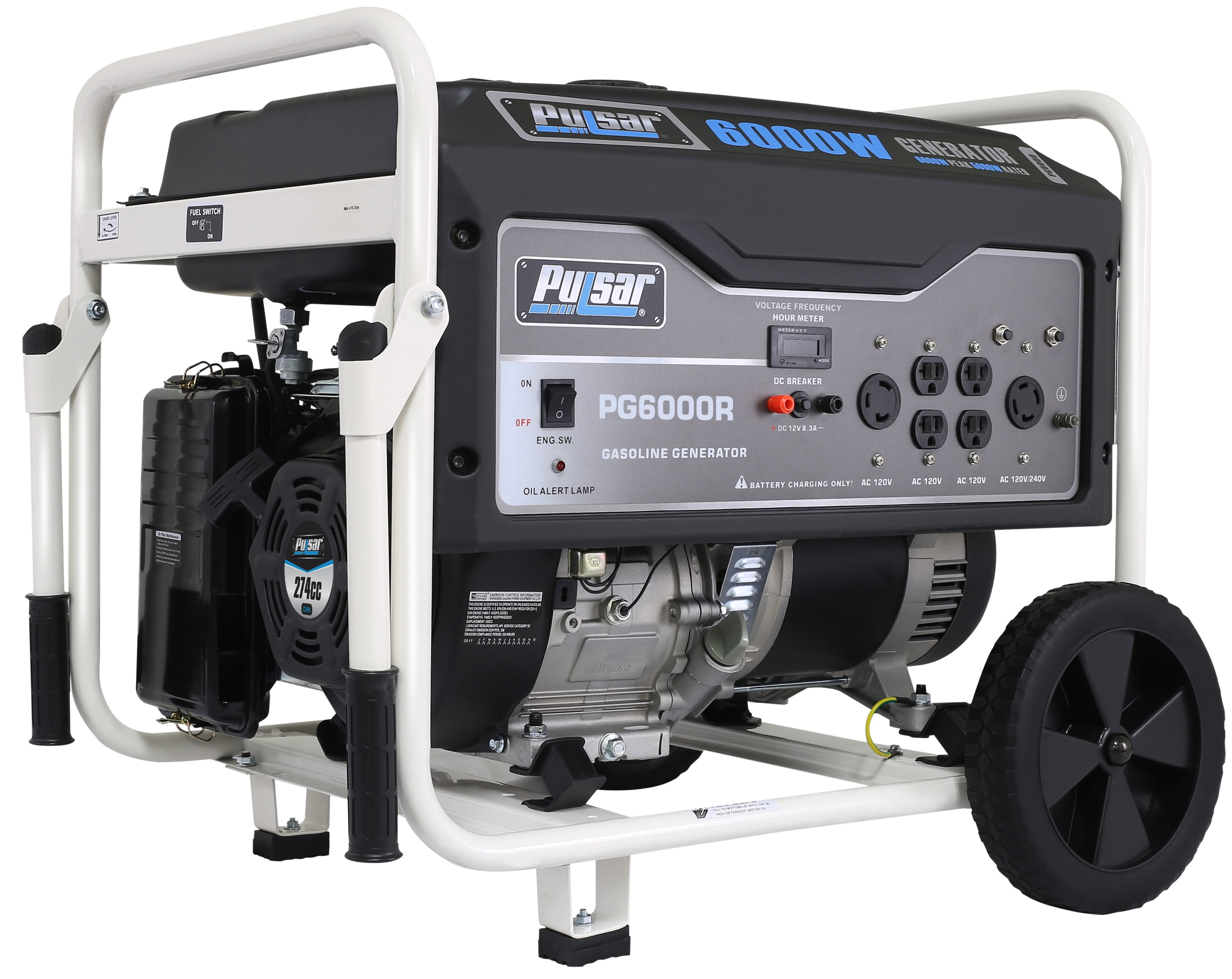 Pulsar 6,000 Peak Watt GasPowered CARB Approved Portable Generator
