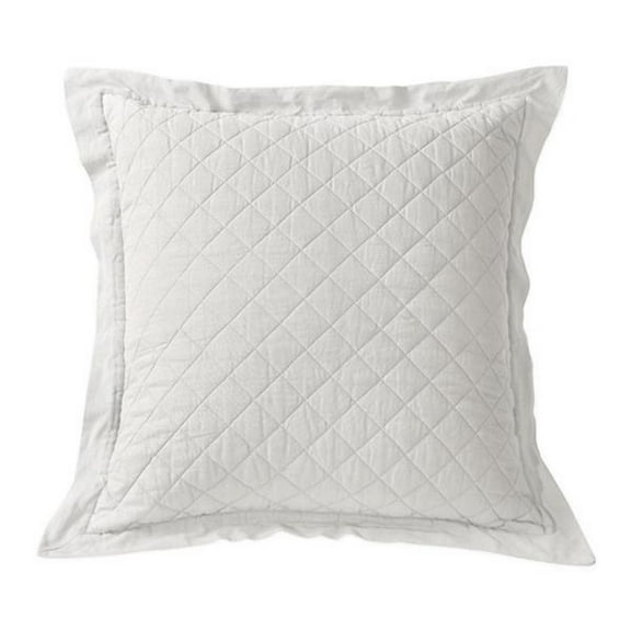 HiEnd Accents Diamond Pattern Linen Quilted Euro Sham, 26"X26" Vintage White