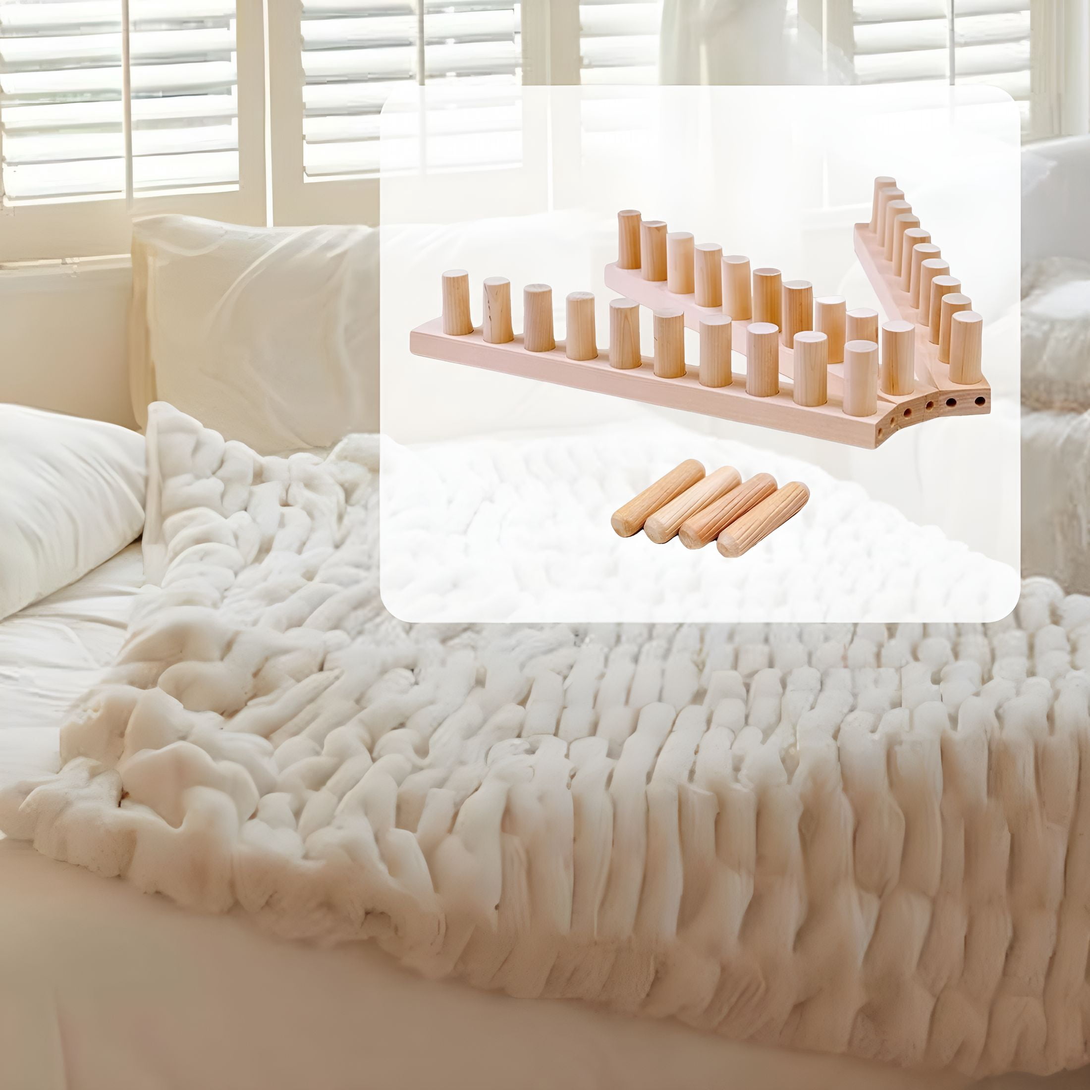 BESTSKY 2026 New Chunky Knitting Blanket Loom Wooden Peg Frame Weaving Loom Sturdy Yarn Craft for Diy Projects,Home Crafting,Knitting Enthusiasts,Creating Blankets,Scarves,And Cozy Accessories.