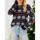 thumbnail image 2 of Suéter de Navidad para mujer, suéteres casuales de manga larga con cuello redondo de Navidad Romacci Camiseta de manga corta, 2 of 7