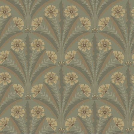 Chesapeake Tap Root Green Floral Damask Wallpaper
