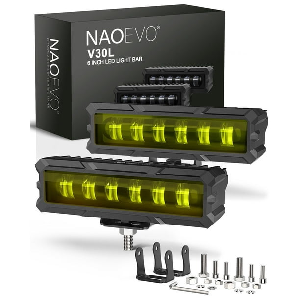 Barra de luces LED NAOEVO, 15 cm, 50 W, 2000 lúmenes, focos con lente, 2 unidades