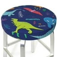 thumbnail image 3 of Easygdp Dinosaurs Adventure With Palms And Tropical Leaves Easy To Install Bar Chair Cover&Cound Chair Cover&Elastic Stool Cover, Washable&Bottom With Elastic Edge - 12 Inch, 3 of 7