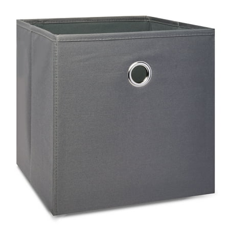 Mainstays Collapsible Fabric Cube Storage Bin (10.5" x 10.5"), Grey Flannel, 4 pack