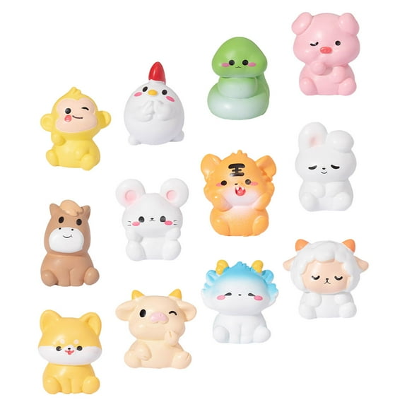 OUNONA 12pcs Miniature Resin Figurines Garden Tiny Resin Animals Figure For Diy Micro Landscape Cute Animal Flower Pot Decor