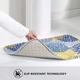 thumbnail image 4 of Blue Yellow and Navy Chrysanthemum Flowers Bath Mat Non-Slip Soft Microfiber Bathroom Rugs Washable Bathmat, Carpet Rug Entryway Daisy Floral Decor for Tub Shower Room Floor, 31.5x20 Mat, 4 of 6