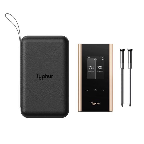 Termómetro para carne Typhur Sync Gold, dual, inalámbrico, WiFi con funda