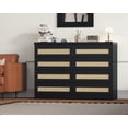 thumbnail image 2 of Commode Moderne à 8 Tiroirs en Rotin - Grand Commode Double - Armoire de Rangement Spacieuse pour Chambre, Garde-Robe, Chambre de Bébé, Salon, Entrée - Fini Noir, 2 of 6