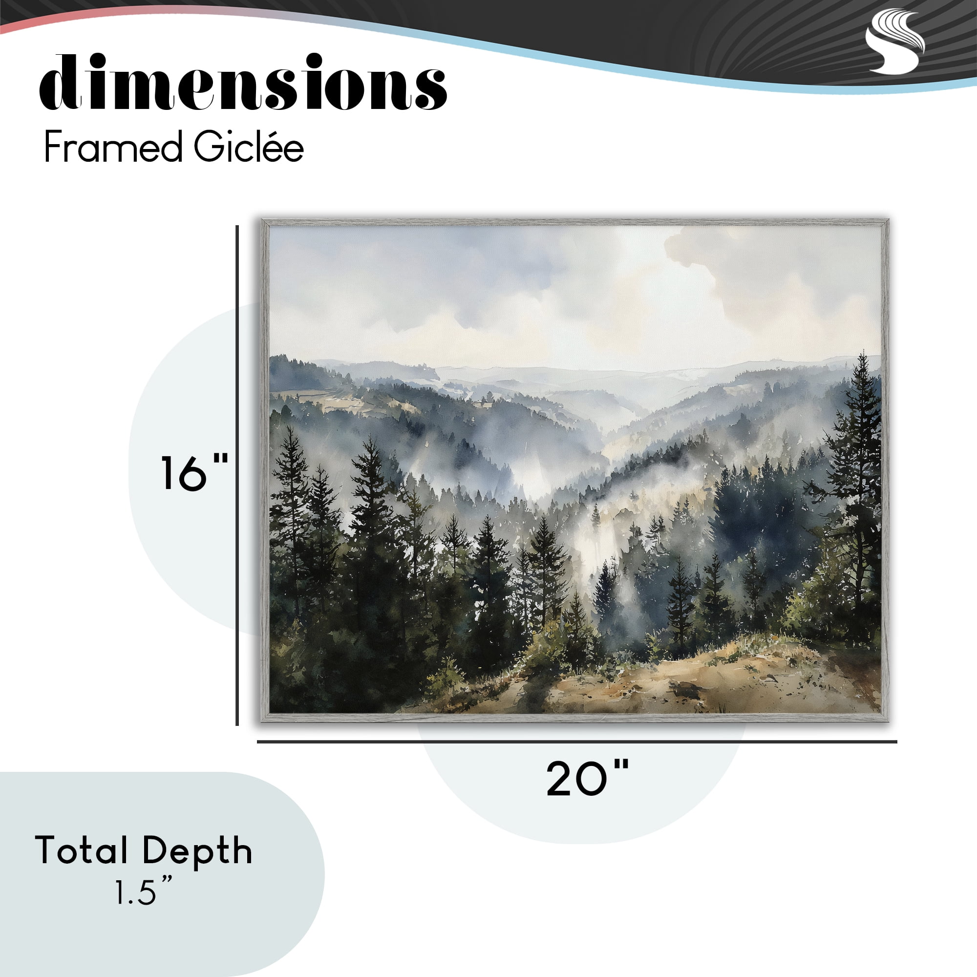 Stupell Industries Misty Tree Tops Vista Gray Framed Giclee Art, design by Franklyn Gregory