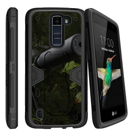 LG K7 | LG Tribute 5 Dual Layer Shock Resistant MAX DEFENSE Heavy Duty Case with Built In Kickstand - Gun