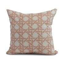 Simply Daisy, 18 x 18 inch, Rattan Geometric Geometric Print Pillow, Coral