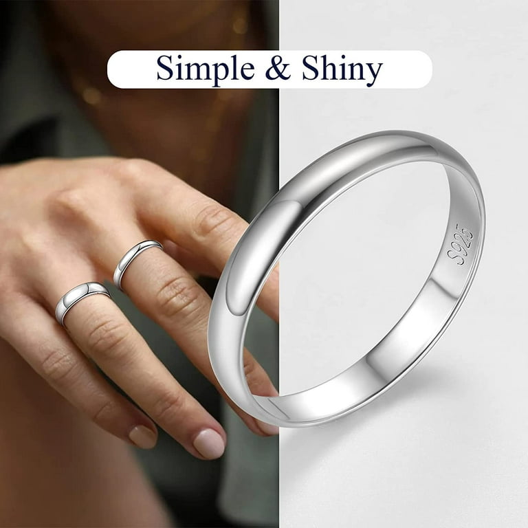ChicSilver 5mm Sterling Silver Ring for Men Women High Polished Wedding  Band Promise Engagement Ring Jewelry Gift Size 12