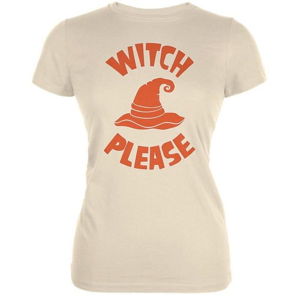 Halloween Witch Please Cream Juniors Soft T-Shirt - Large
