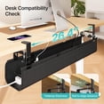 thumbnail image 4 of No Drill Under Desk Cable Management Tray, 31.5" Clamp Mount Desk Cable Organizer, Large Capacity Fabric Cord Management for Power Strips & Wires, Under Desk Wire Management for Office & Home, 4 of 10