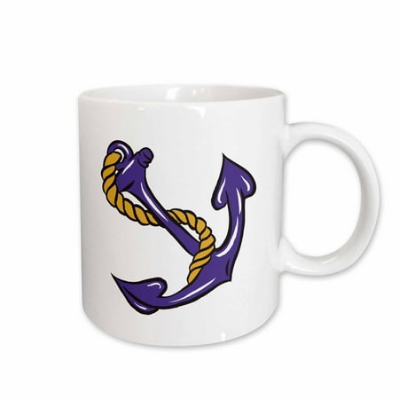 

3dRose Blue Anchor And Rope Sailor Boating Sports Hobby Design Ceramic Mug 15-ounce