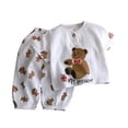 thumbnail image 1 of Ensemble 2 Pcs pour Garçons Tenues d'Été Bébé Manches Courtes Col Rond Boutons Pyjamas Hauts Pantalons Coupe Décontractée Tenue Garçon 3-4 Ans, 1 of 3