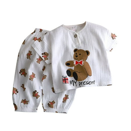 

Summer Thin Boys and Girls Double Home Wear Pajamas Air Conditioning Clothing Baby Clothes Set Boy Toddler Fall Outfits for Boys Clothes for Toddler Boys 6 Month Old Baby Boy Clothes Baby Boy Airplane