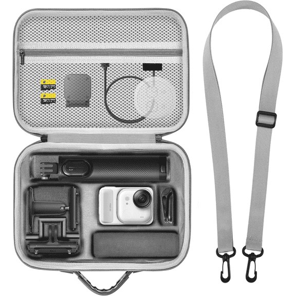 STARTRC VCR Travel Case Compatible with Insta360 GO Ultra, Large-Capacity Nylon Organizer with Adjustable Dividers and Shoulder Strap, Case Only