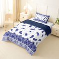 thumbnail image 2 of Homewish Retro Boho Printed Twin Comforter Sets,Paisley Floral Bedding Set,Navy White,Navy Blue Reversible,2-Piece,1 Comforter and 1 Pillowcase, 2 of 7