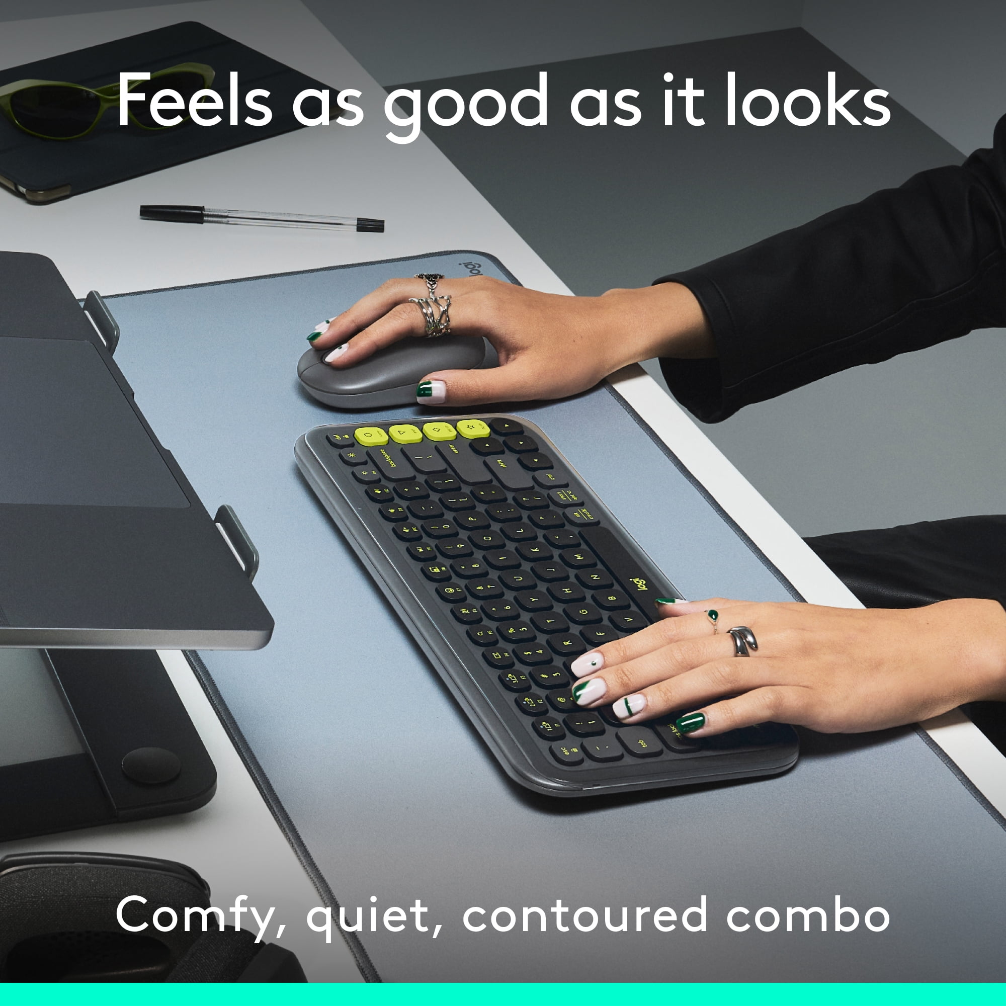 Logitech ICON COMBO, Bluetooth keyboard and mouse combo, comfortable typing, programmable keys and buttons - Graphite