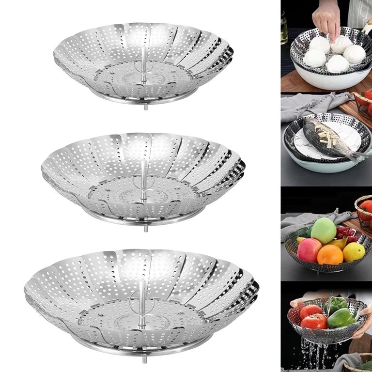 Collapsible Steamer Basket, Stainless Steel Foldable Steaming Rack