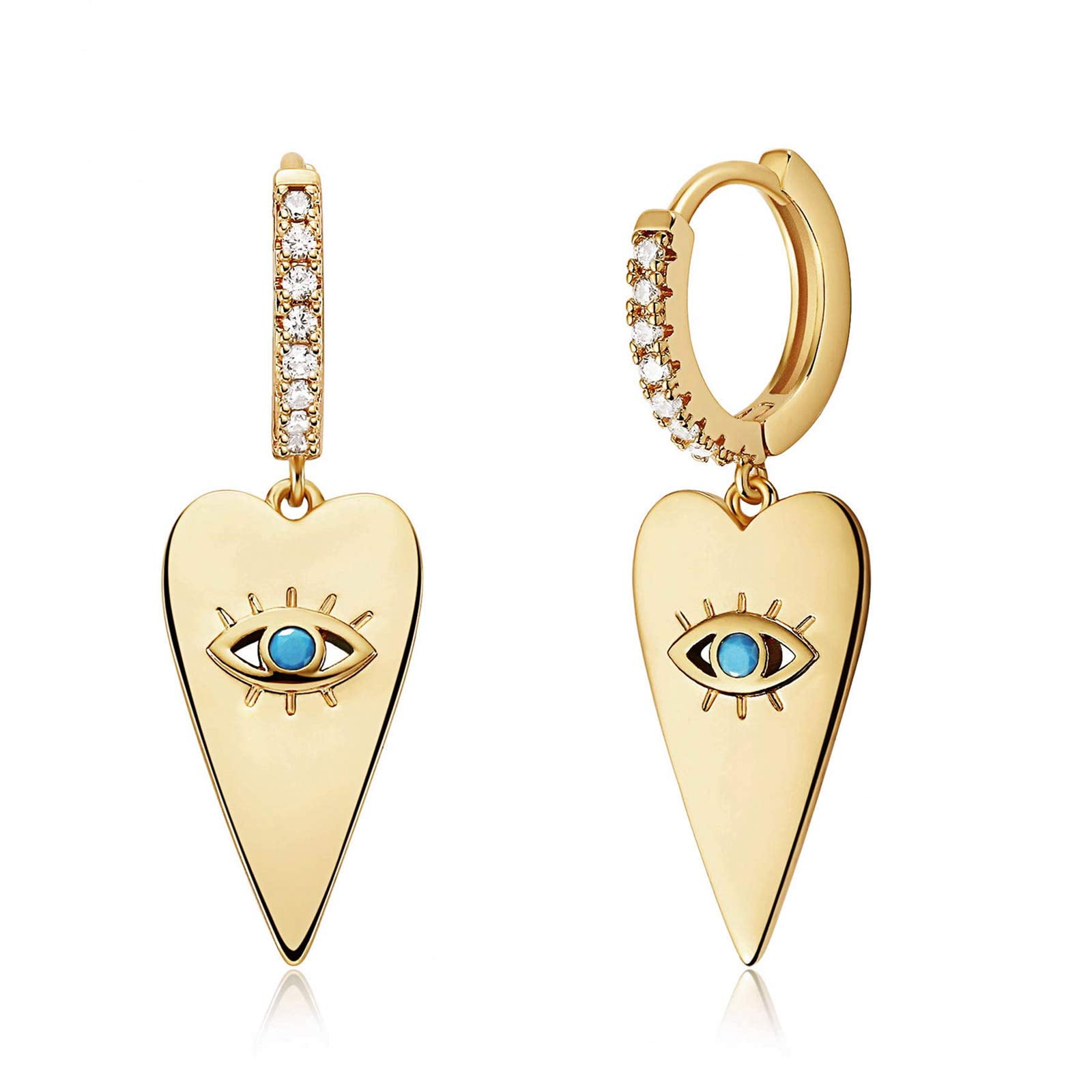 Dainty Blue Nazar Dangle Drop Earrings for Women Protection Jewelry Gifts Evil Eye Earrings in 925K Silver