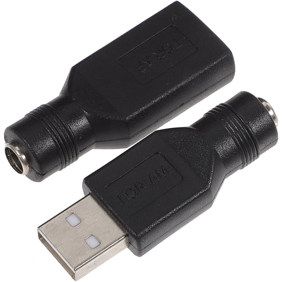 FELTECHELECTR 2 conectores USB hembra a 5,5 mm x 2,1 mm hembra para cargador y convertidor de CC, color negro